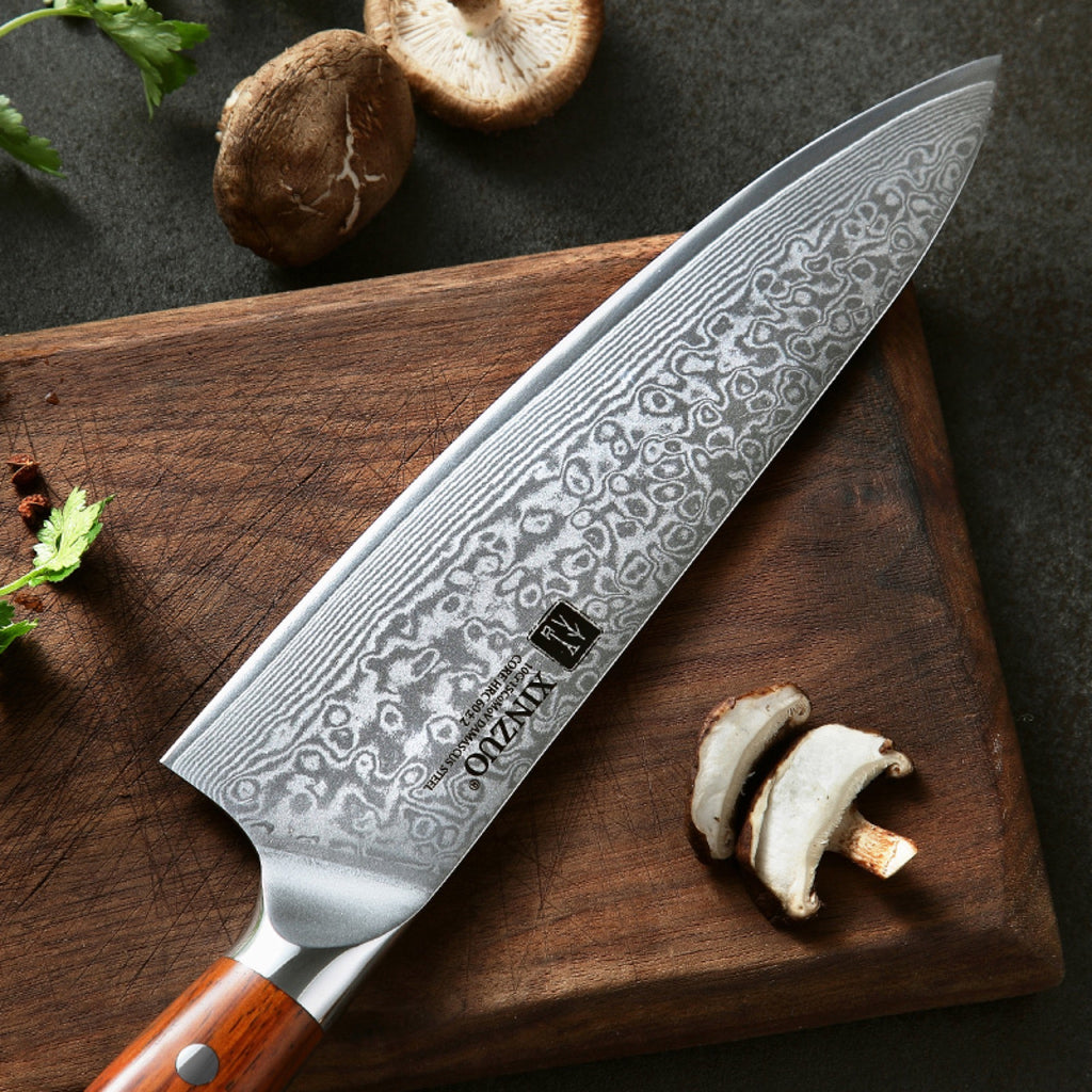 Set 3 cuchillos: Chef, Santoku y Utilitario · Yu Damasco