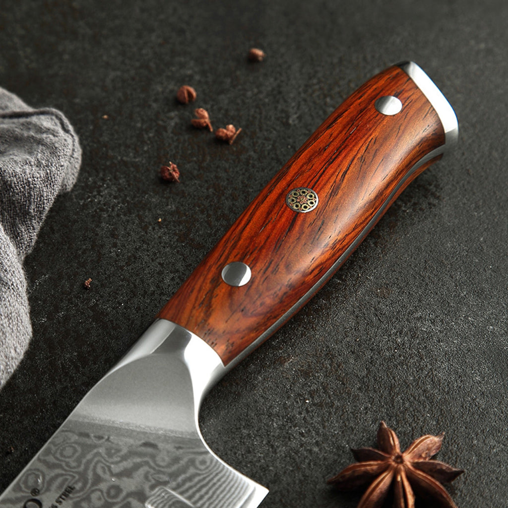 Set 3 cuchillos: Chef, Santoku y Utilitario · Yu Damasco