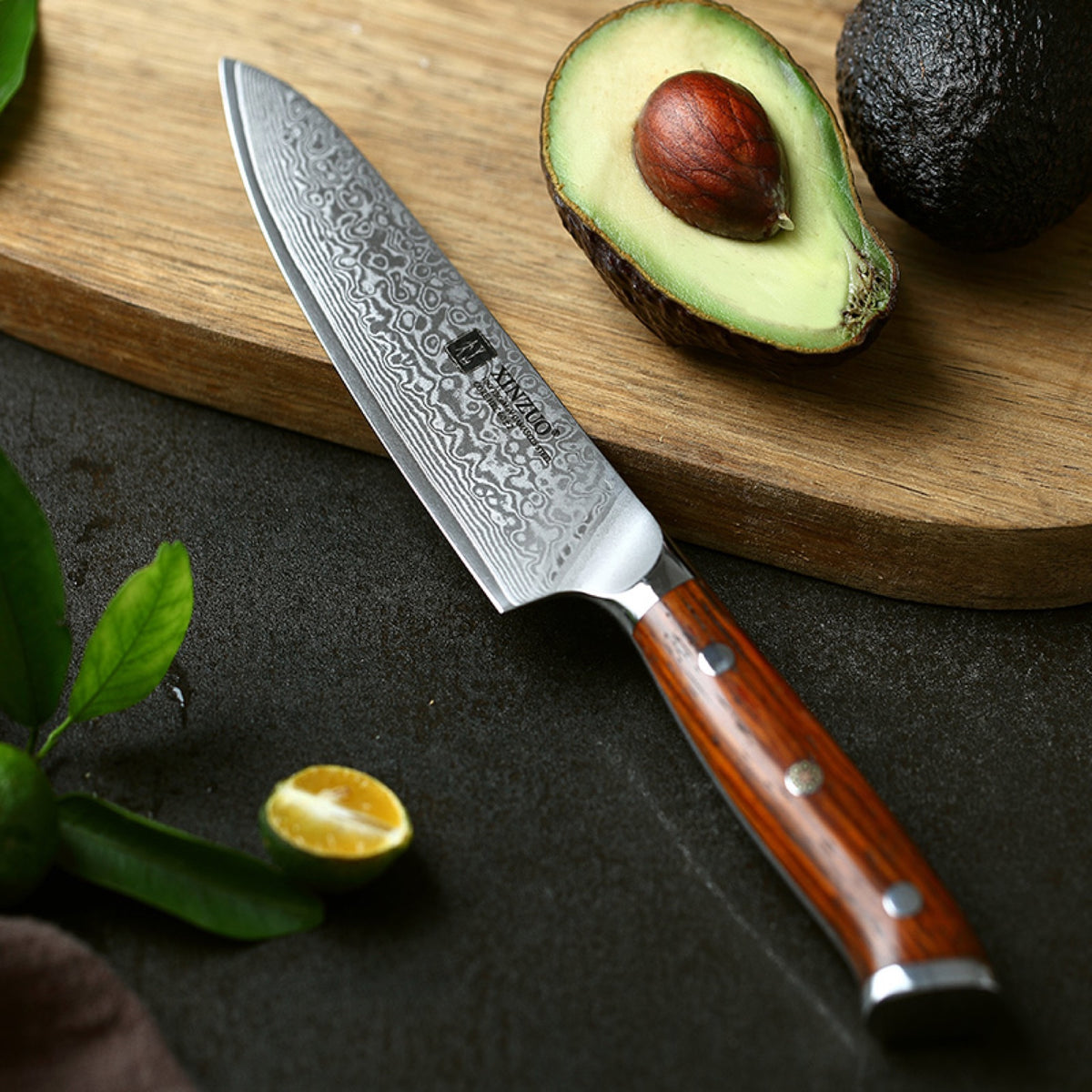 Set 3 cuchillos: Chef, Santoku y Utilitario · Yu Damasco