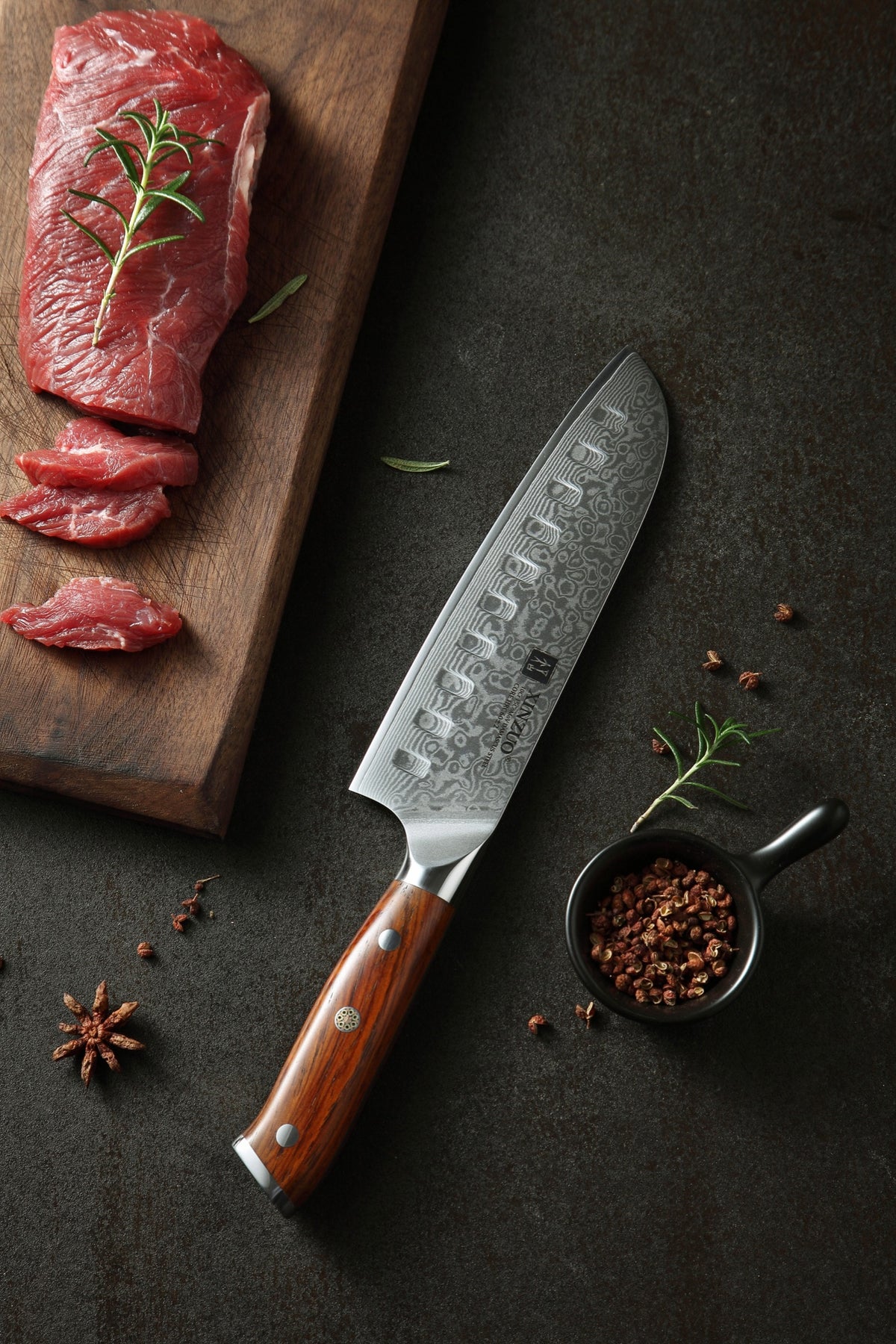 Cuchillo Santoku 18 cm · Yu Damasco
