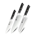 Set 3 cuchillos: Chef, Santoku y Utilitario · Yu Acero Alemán