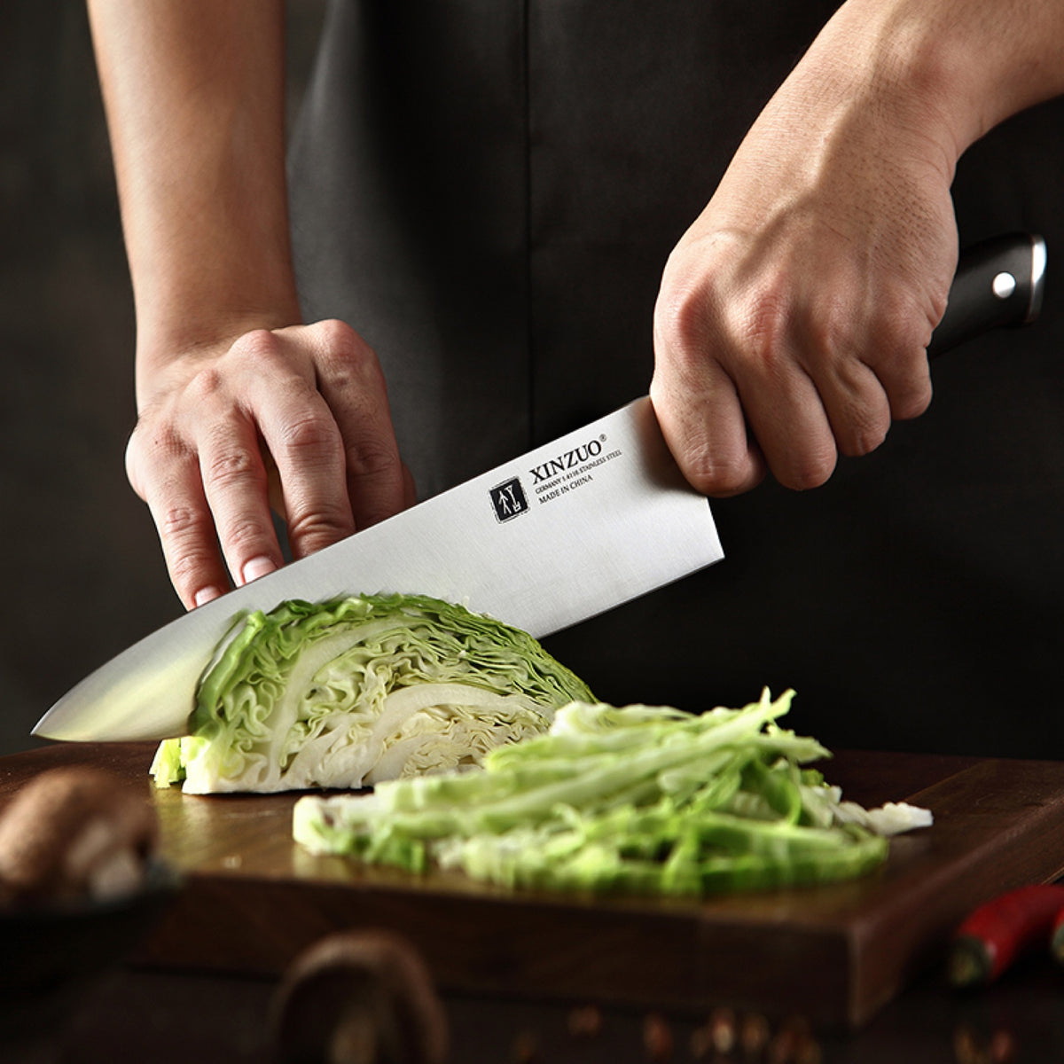 Set 3 cuchillos: Chef, Santoku y Utilitario · Yu Acero Alemán