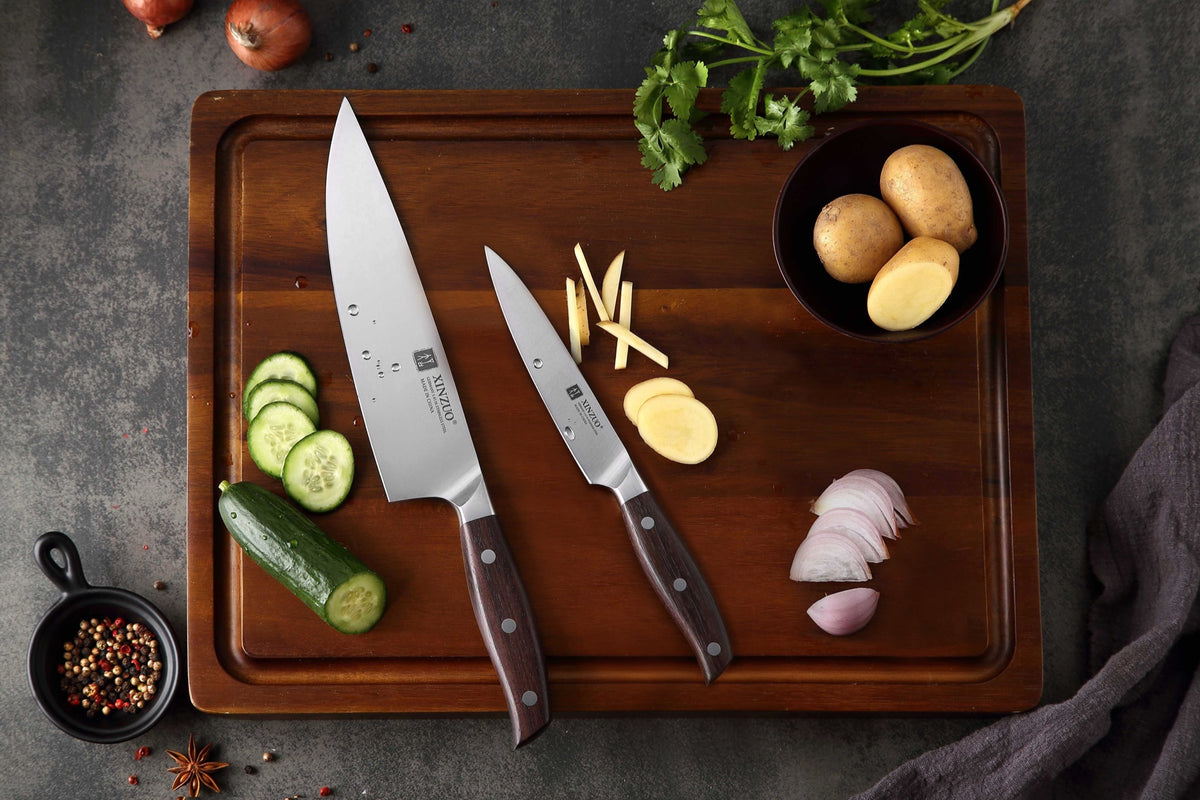 Set 2 cuchillos: Chef y Utilitario · Zhi Acero Alemán