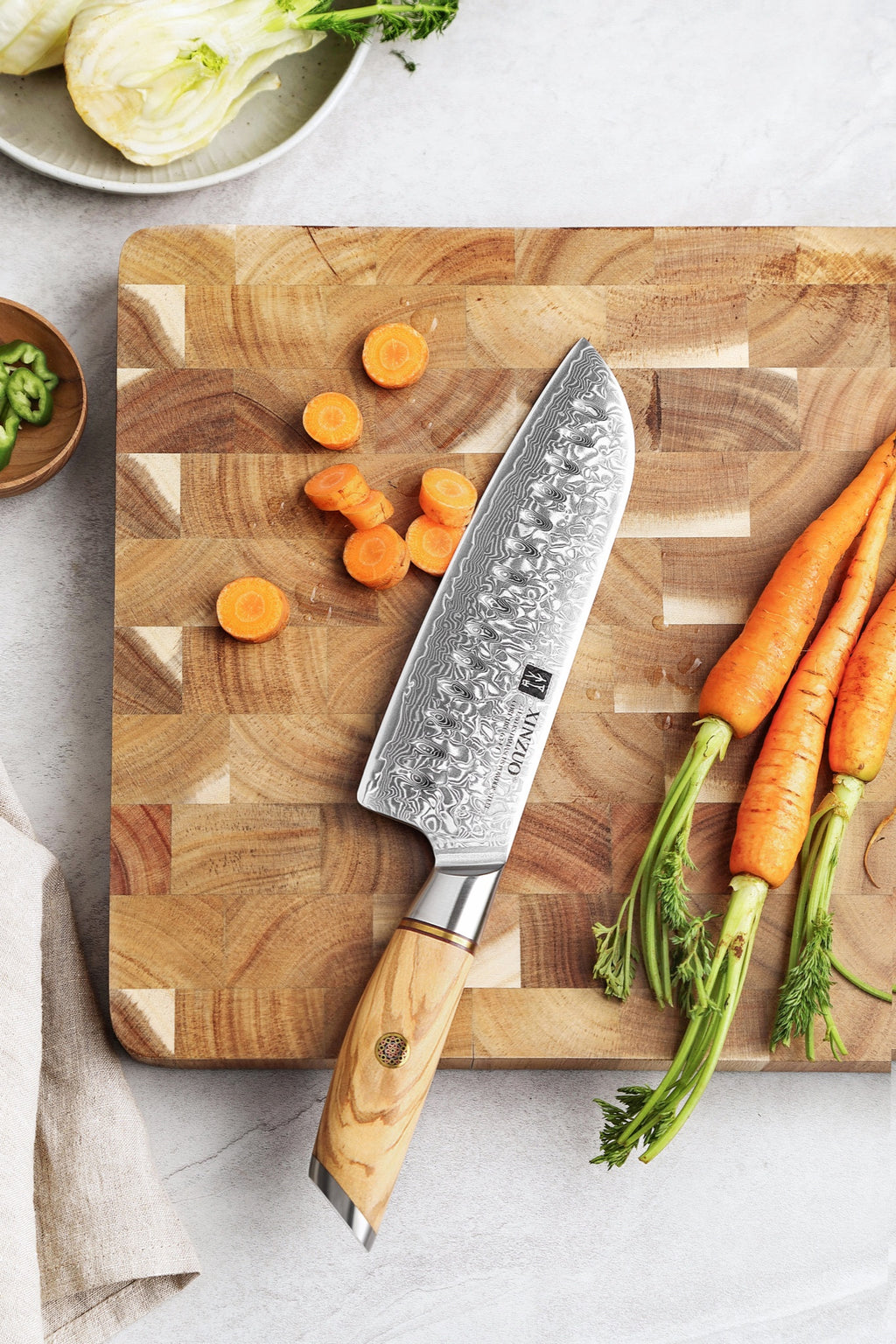 Cuchillo Santoku 18 cm · Lan Damasco