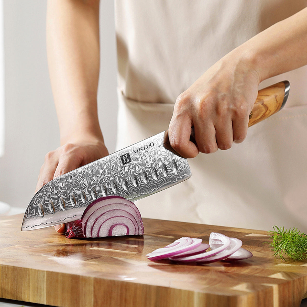 Cuchillo Santoku 18 cm · Lan Damasco