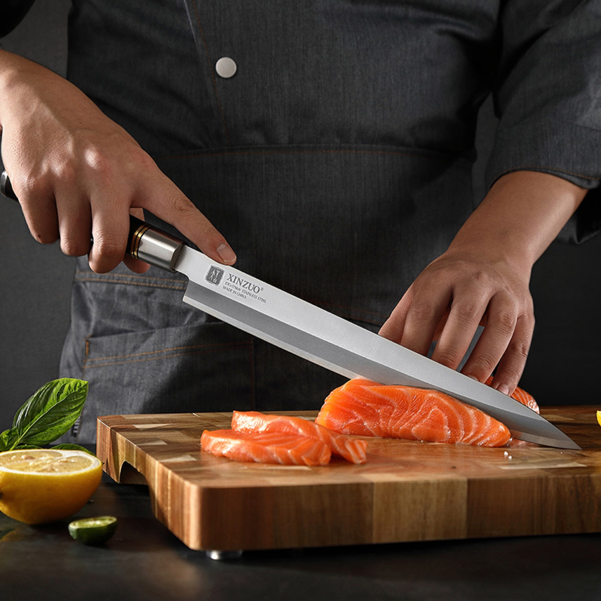 Cuchillo Sashimi (Yanagiba) 24 cm con funda